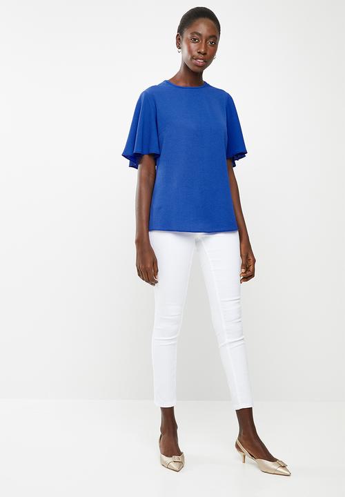 edit - Flutter sleeve blouse - blue