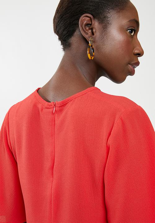 edit - Flutter sleeve blouse - red