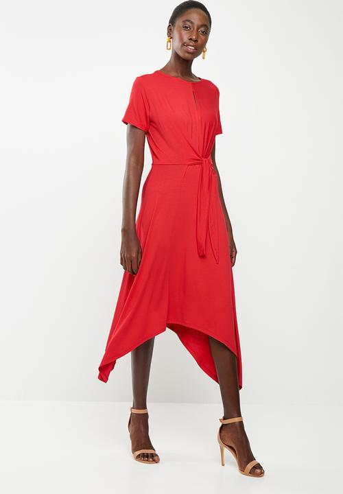 edit - Short sleeve wrap dress - red