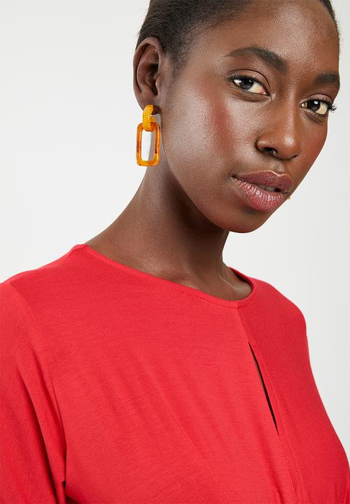 edit - Short sleeve wrap dress - red
