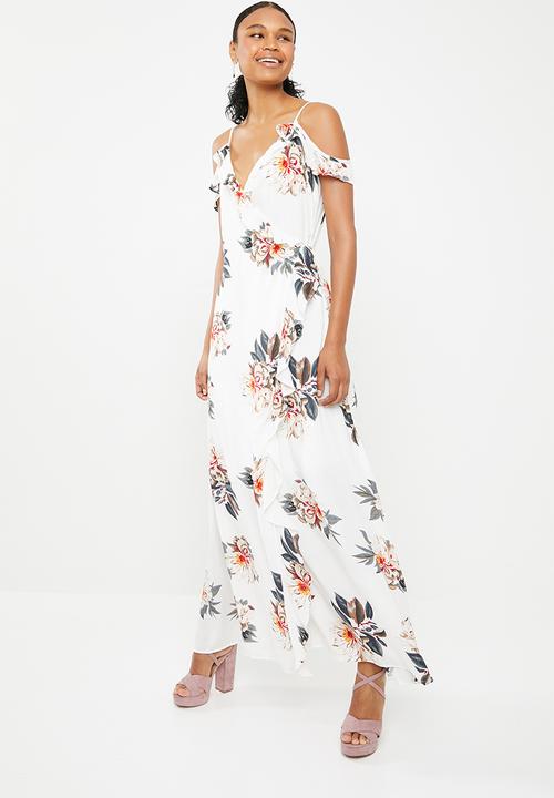 G Couture - Off the shoulder strappy frilled dress - white