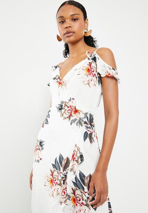 G Couture - Off the shoulder strappy frilled dress - white
