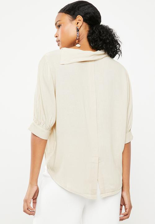G Couture - Draped collar top - beige 