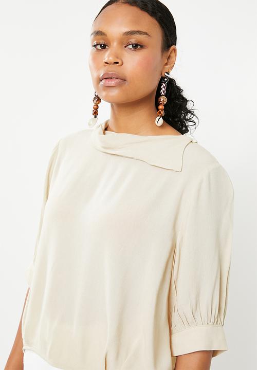 G Couture - Draped collar top - beige 