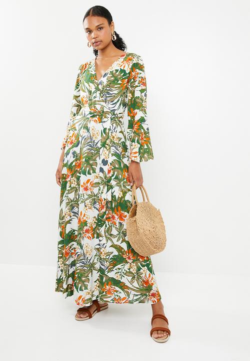 G Couture - Mock wrap printed maxi dress - multi