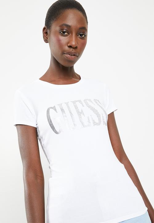 GUESS - Guess split logo tee - white