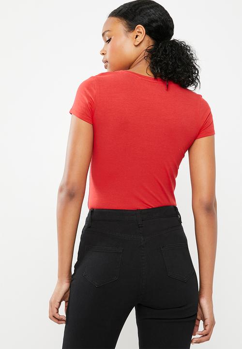 GUESS - Guess split logo tee - red