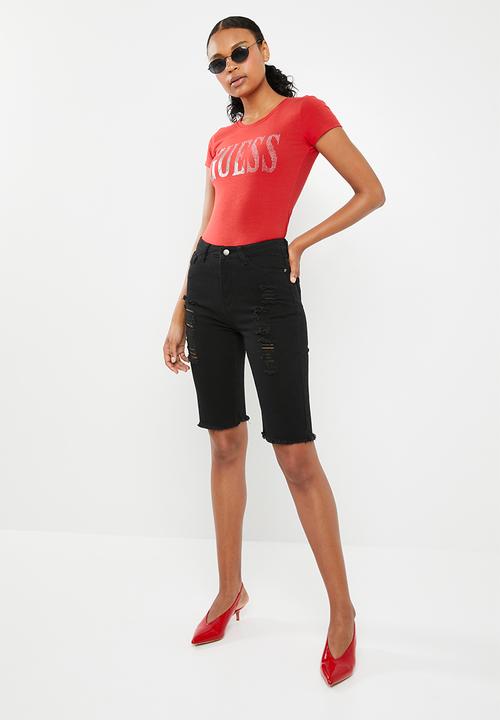 GUESS - Guess split logo tee - red