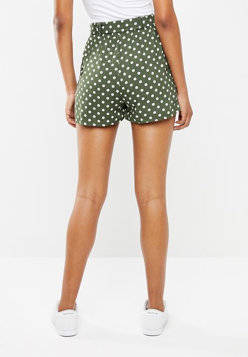 Superbalist - D-ring soft shorts - olive & white 