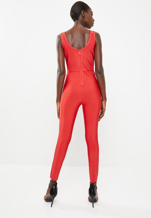 SISSY BOY - Front lace up detailed jumpsuit - red