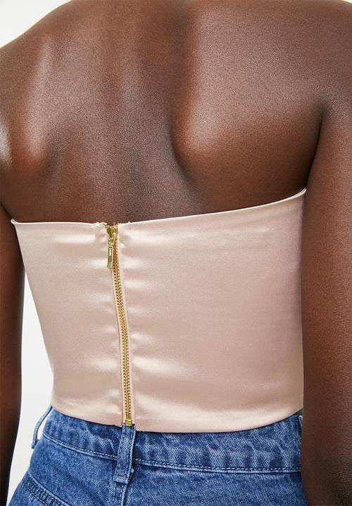 SISSY BOY - Satin crop top - neutral