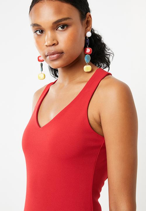 Superbalist - Sweetheart neckline bodycon dress - red