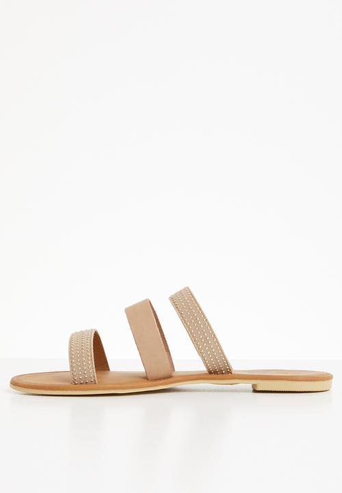edit - Leather studded sandals - neutral