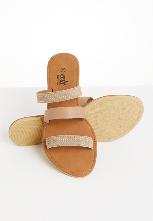 edit - Leather studded sandals - neutral
