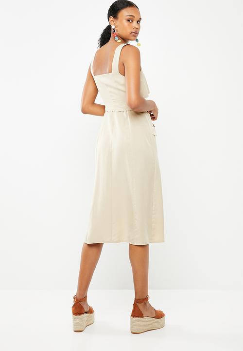 Superbalist - Wrap button up detail safari style dress - beige