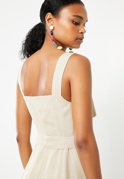 Superbalist - Wrap button up detail safari style dress - beige