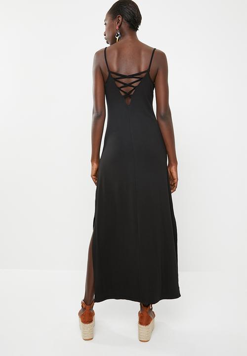 c(inch) - Strap detail maxi dress - black