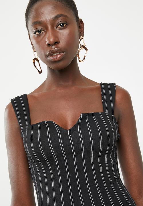 c(inch) - V-neckline bodysuit - black & white