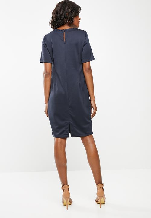 edit - Short sleeve pencil dress - navy