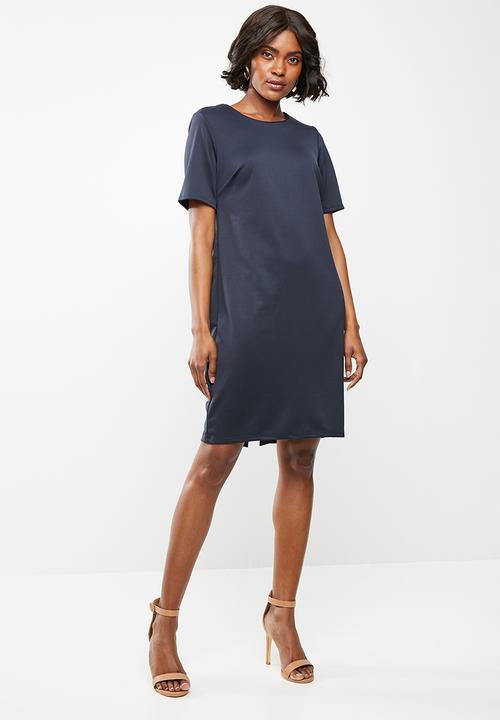 edit - Short sleeve pencil dress - navy