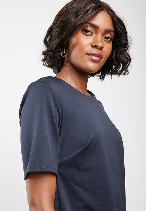 edit - Short sleeve pencil dress - navy