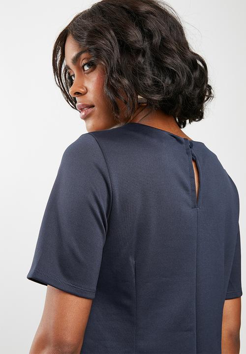 edit - Short sleeve pencil dress - navy