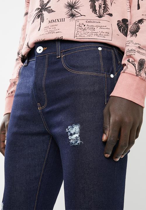 STYLE REPUBLIC - Rip and repair skinny stretch jeans - blue