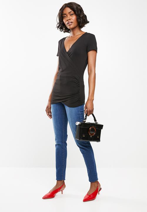 edit - Wrap over t-shirt - black
