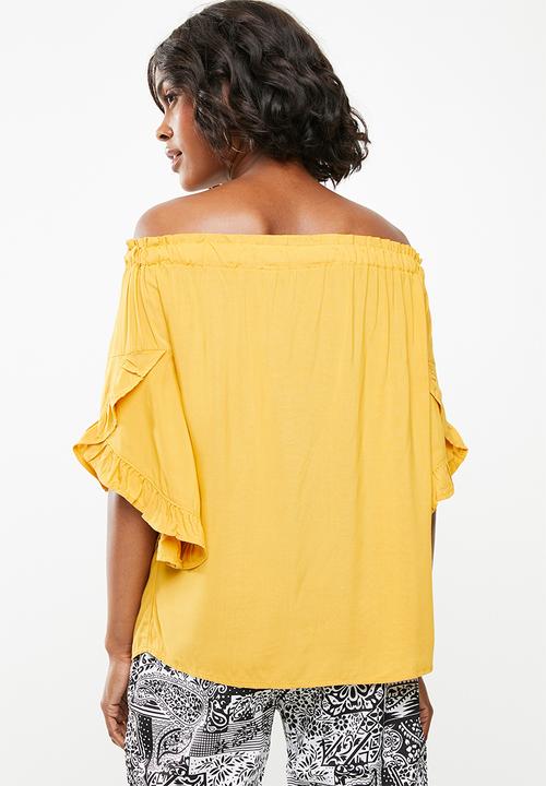 edit - Bardot 3/4 sleeve blouse - yellow