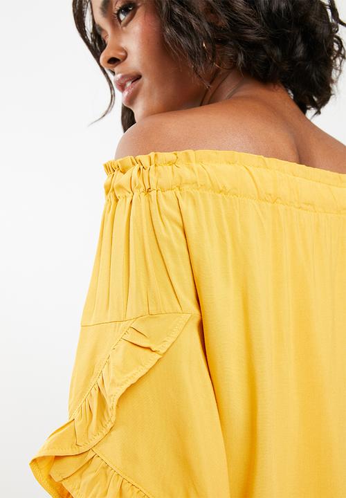 edit - Bardot 3/4 sleeve blouse - yellow