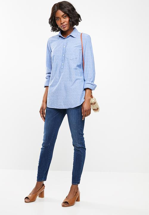 edit - Longer length shirt - blue