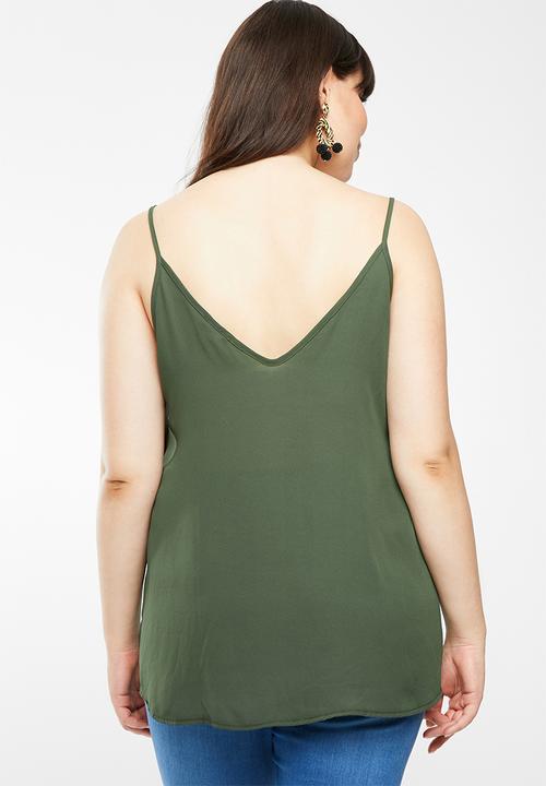 STYLE REPUBLIC PLUS - Frill cami - green
