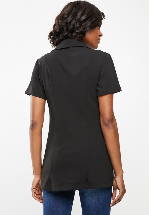 edit - Short sleeve blazer - black