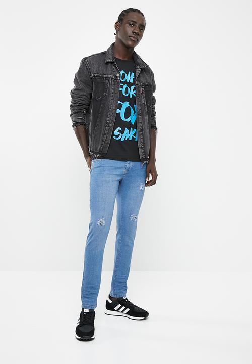 Jack & Jones - Jorsay crew neck tee - black & blue