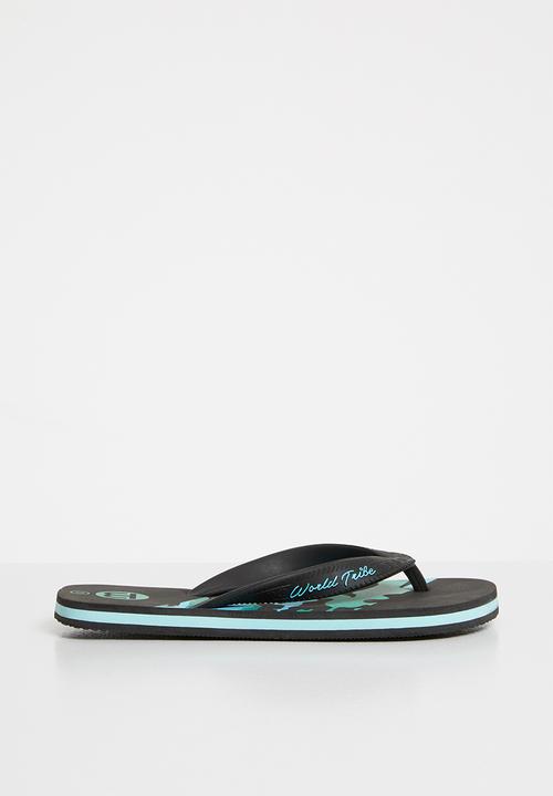 World Tribe - Trooper flip flops - black & blue 