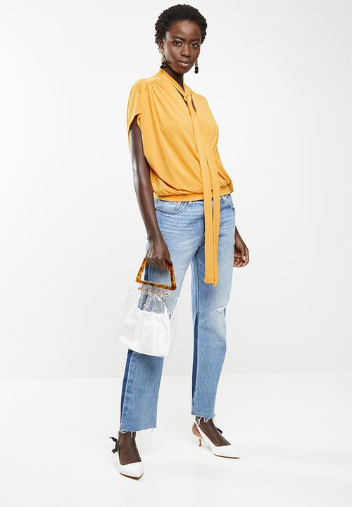STYLE REPUBLIC - Kitty bow drape top - yellow