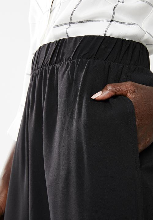 edit - Woven wide leg pants - black