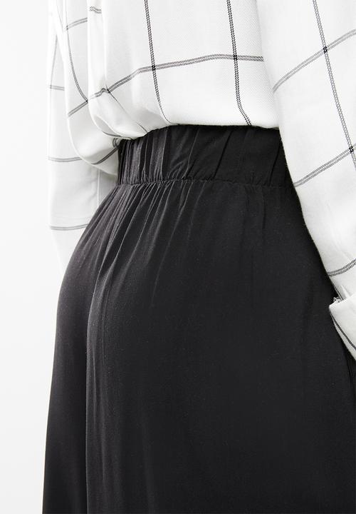 edit - Woven wide leg pants - black