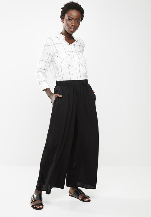 edit - Woven wide leg pants - black