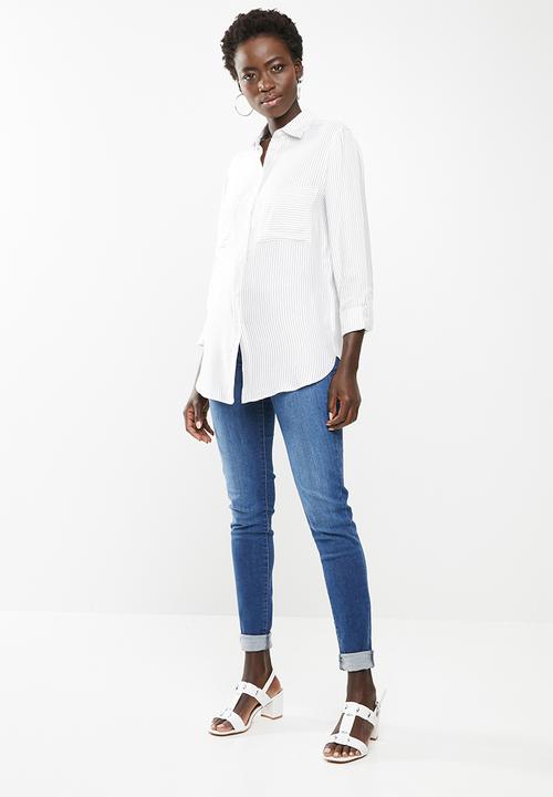 edit - Roll-up button down shirt - white
