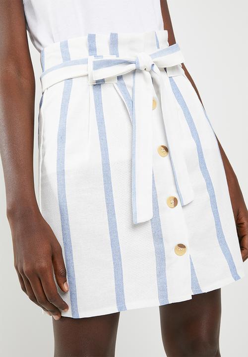 c(inch) - Paperbag mini skirt - blue & white
