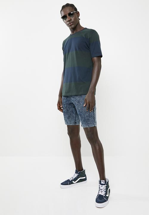 STYLE REPUBLIC - Colour block short sleeve tee - navy & green 