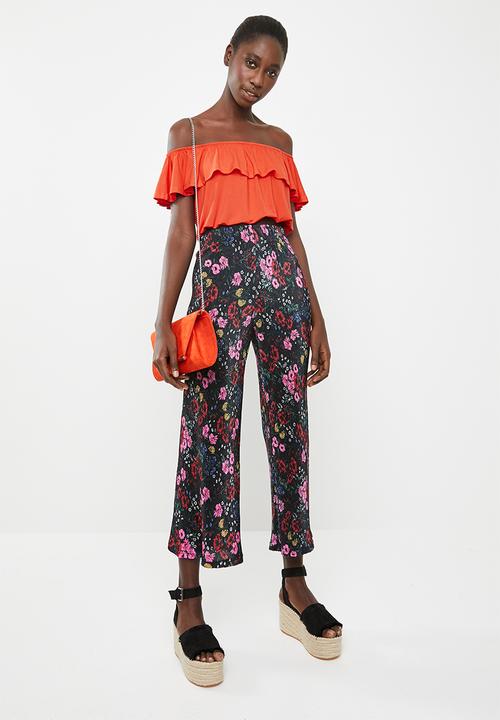c(inch) - Frill detail bardot top - orange