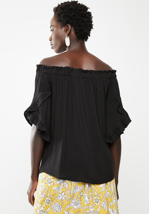 edit - Bardot 3/4 sleeve blouse - black
