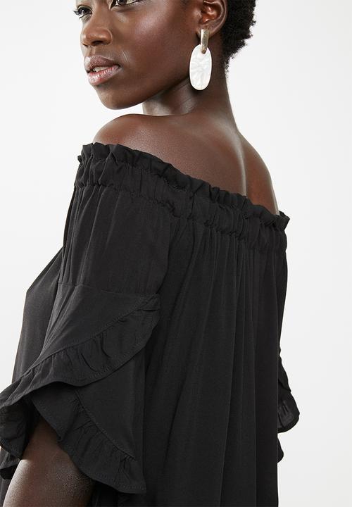 edit - Bardot 3/4 sleeve blouse - black