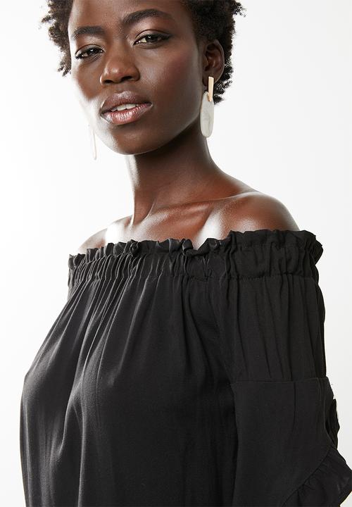 edit - Bardot 3/4 sleeve blouse - black