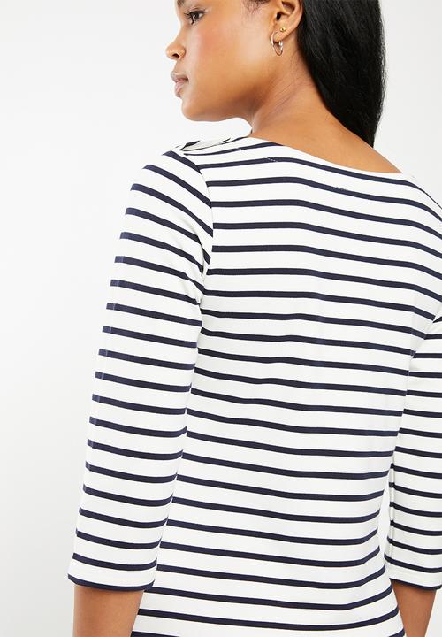 POLO - Jade stripe dress - cream & navy 