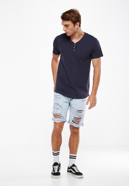 Cotton On - Essential short sleeve henley - navy