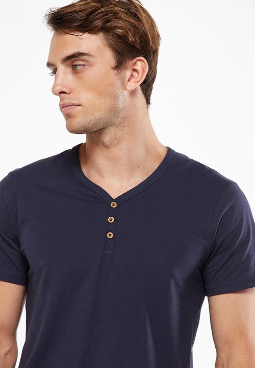 Cotton On - Essential short sleeve henley - navy