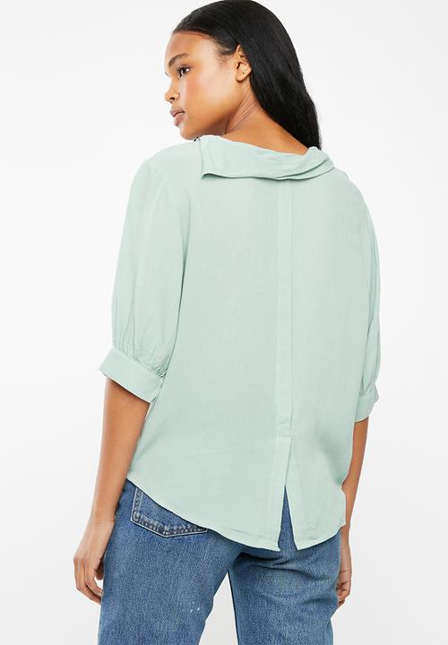 G Couture - Draped collar top - green